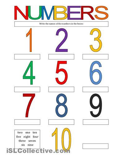 Spanish Worksheets For Kindergarten Numbers 1 10 Worksheet Free Esl