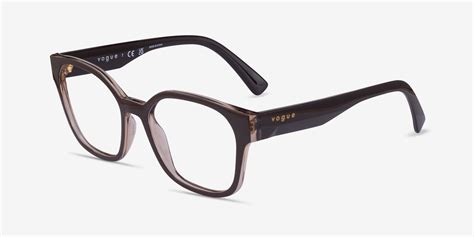 vogue eyewear vo5407 square brown floral frame glasses for women eyebuydirect