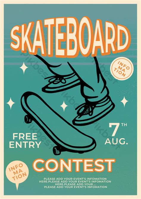 Retro Style Sports Skateboard Competition Flyer Psd Free Download