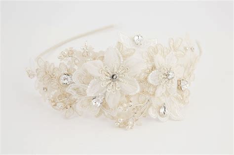 This Stunning Side Tiara Has A Lovely Mix Of Corded Lace Pearl And