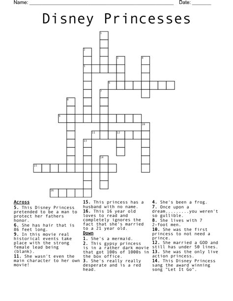 Printable Disney Crossword Puzzles Customize And Print Printable