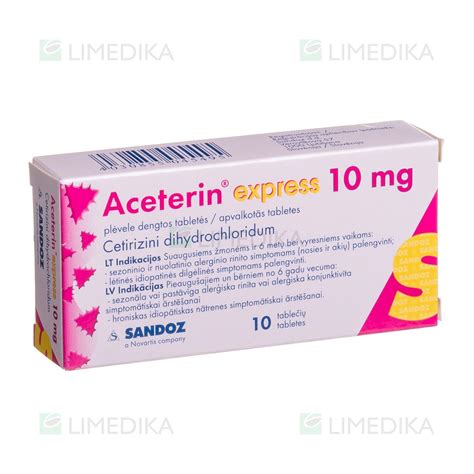 Aceterin Express 10 Mg Plėvele Dengtos Tabletės N10 Limedika