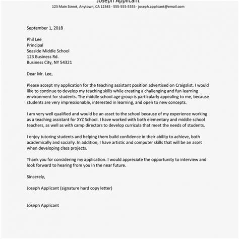 Assistant Teacher Cover Letter Gotilo