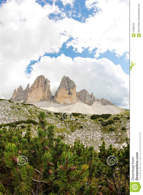 Tre Cime Di Lavaredo Stock Photo Image Of Lavaredo Mountain 57566122
