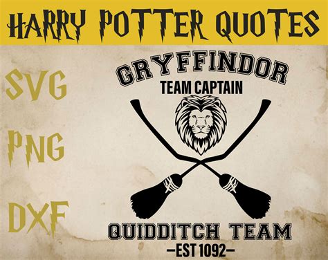 Gryffindor Quidditch Team Svg Dxf Png Harry Potter Svgdxf Etsy