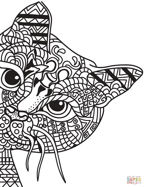 Zentangle Coloring Pages Cat Sketch Coloring Page