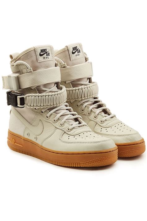Nike Sf Air Force 1 High Top Sneakers With Leather In Beige Modesens