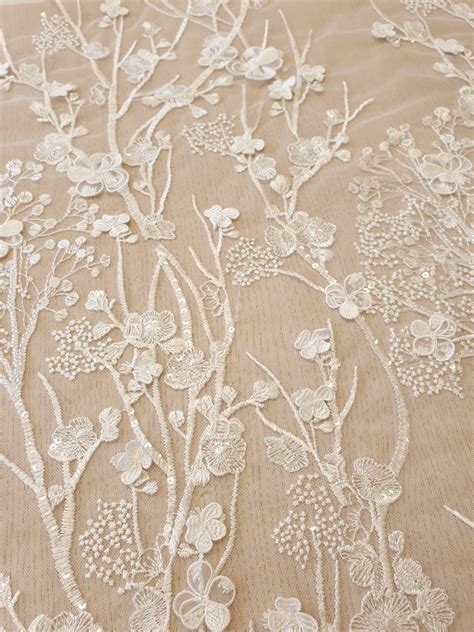 Ivory Floral Embroidery On Tulle Fabric D Lace Embroidery Lace
