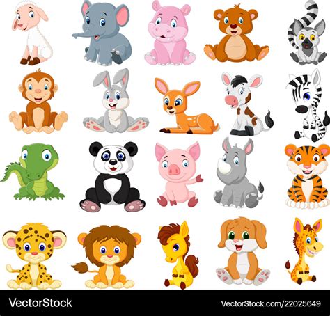 Cartoon Animals Collection Set Royalty Free Vector Image