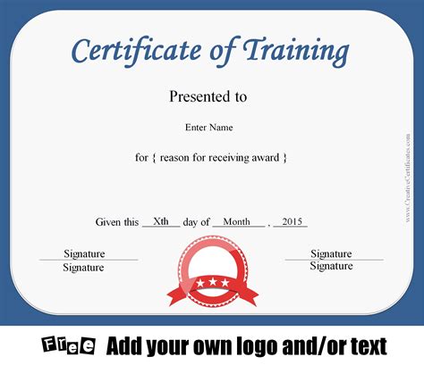 Sample Of Certificate Of Training