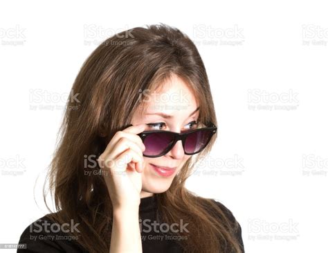 Pretty Girl Sunglasses Isolated White Stock Photo Download Image Now