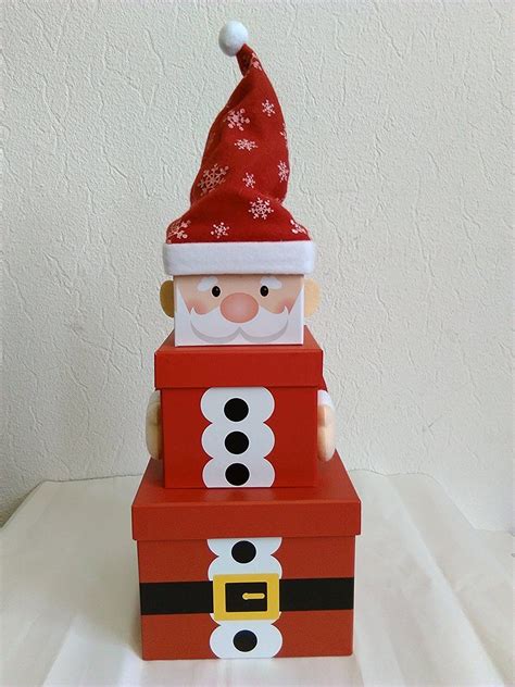 Set Of 3 Novelty Stacking Xmas T Present Boxes Kids Snowmanelf