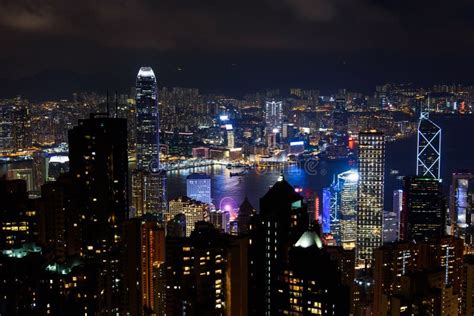 Hong Kong Cityscape View From The Victoria Peak At Night Stock Image