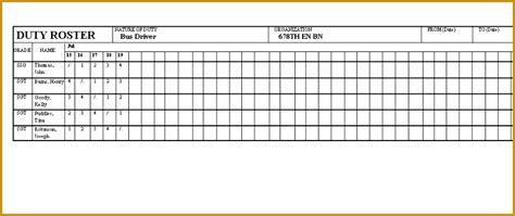 View Monthly Duty Roster Format Excel Pics Ugot