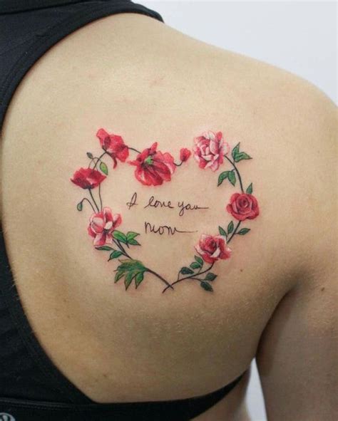 Heart Shape Flower Tattoo Design On Shoulder Looking Very Cute With