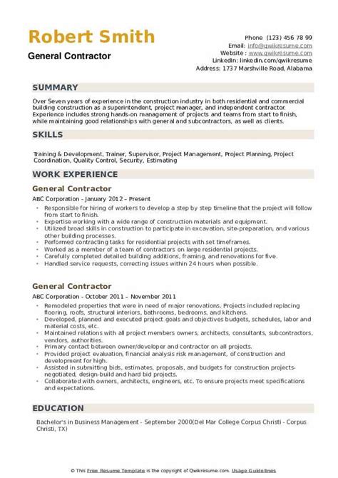 42 open jobs for self employed carpenter. Contractor Resume Samples - Resume format