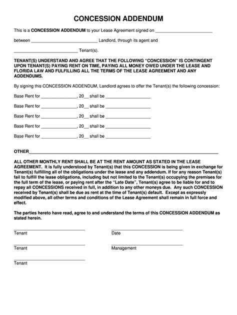 Rent Concession Addendum Fill Out Sign Online DocHub