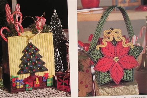 Christmas Tree T Bag And Poinsettia T Bag Plastic Canvas Patterns