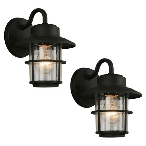 1 Light Black Outdoor Wall Lantern Sconce 2 Pack 82 In Outdoor Wall