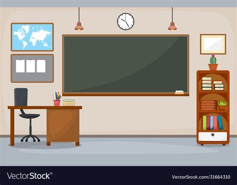 School Classroom Interior Room Blackboard Vector Image
