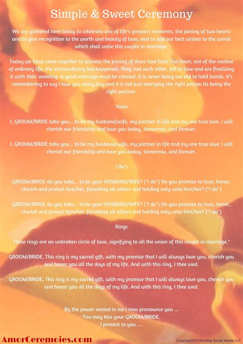 Simple Wedding Ceremony Script http://amorceremonies.com/ | Simple