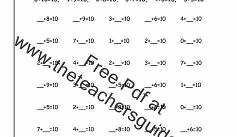 math worksheets sums to 10