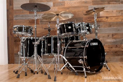 Yamaha Recording Custom 6 Piece Drum Kit Solid Black Lacquer Drumazon