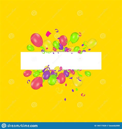 Blank Banner With Color Balloons And Confetti Vector Festive