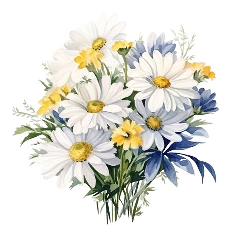 Watercolor Floral Bouquet Illustration Daisy Flowers Ai Generated