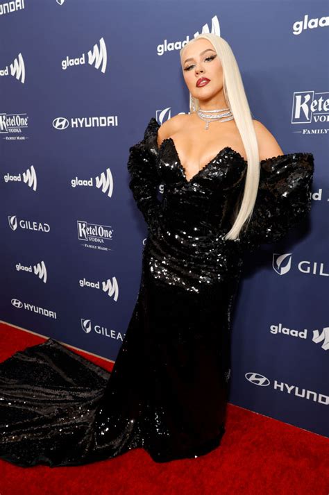 Christina Aguilera Shines In Black Sequined Dress At GLAAD Awards