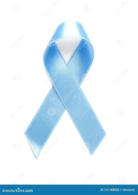 Blue Satin Ribbon On White Background Prostate Cancer Awareness Concept Foto De Archivo