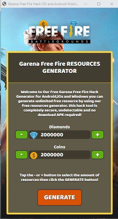 The problem was on time, this generator is available. Garena Free Fire Diamond Hack Generator