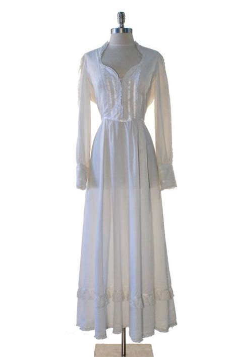 Long White Vintage Cotton Nightgown Or Maxi Dress With Lace Etsy