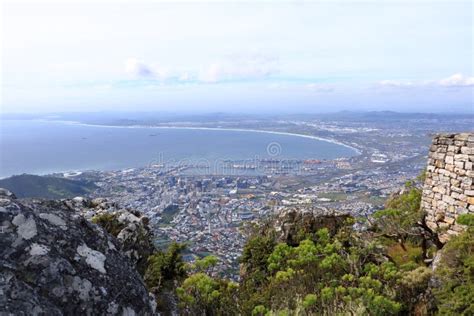 Aerial View Of Cape Town From The Table Mountain South Africa Stock