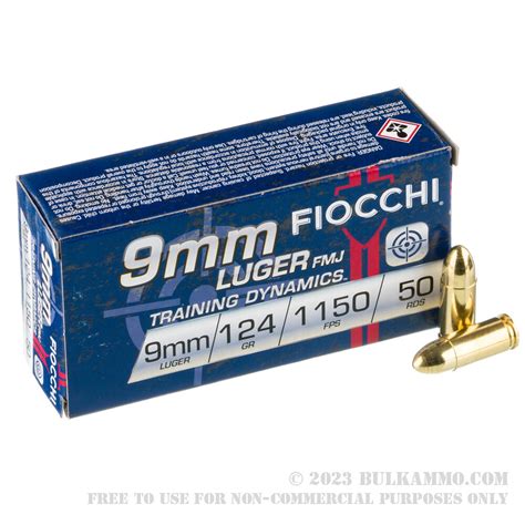 1000 Rounds Of Bulk 9mm Ammo By Fiocchi 124gr Fmj