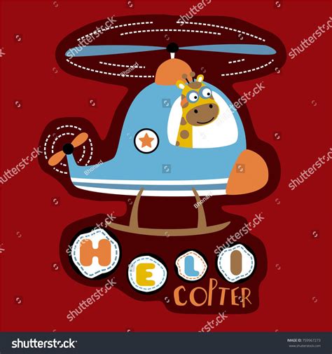 Funny Helicopter Pilot Vector Cartoon Illustration Learn To Sketch