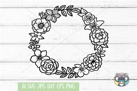 Flower Wreath svg, Frame svg, Floral svg, Files for Cricut (621090