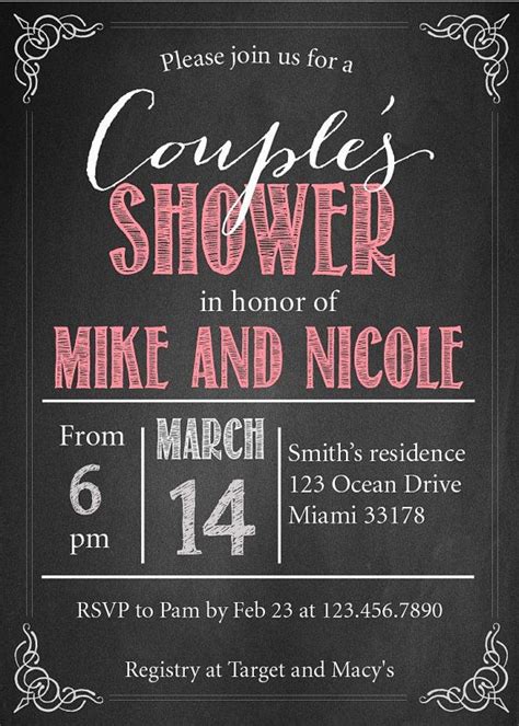 printable couples shower invitation diy party by chalkboarddesign couples shower invitations