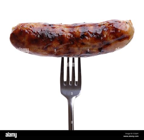 Sausage On A Fork Stock Photo Alamy