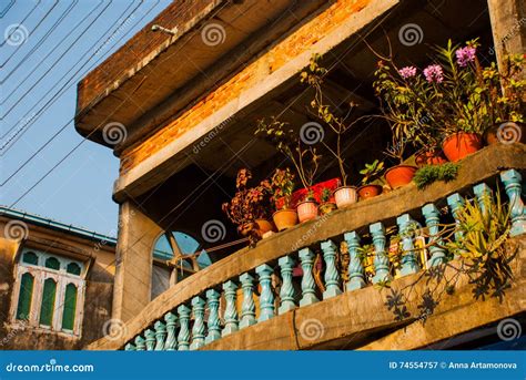 Street With Houses Mawlamyine Myanmar Burma Stock Image Image Of