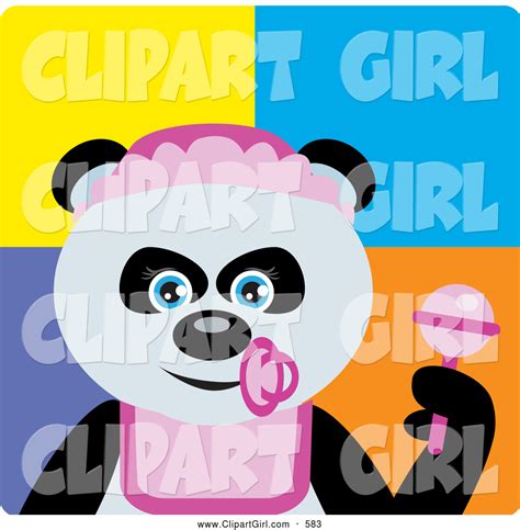 Clip Art Of A Happy Giant Panda Baby Girl Bear Character