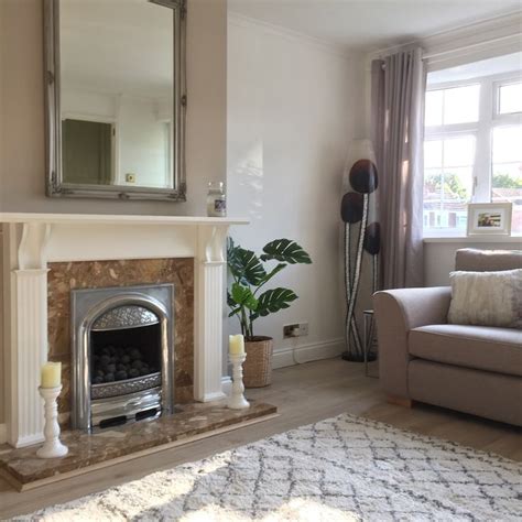 Neutral Living Room With Elephants Breath Feature Wall Neutral Living