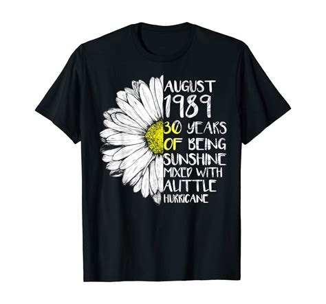 Amazon.com: AUGUST Girl Made In 1989 30th Years Sunshine Hurricane ...
