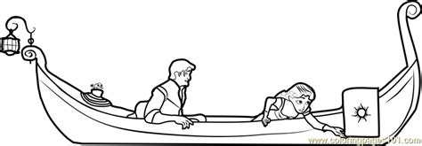 Tangled Boat Scene Coloring Page