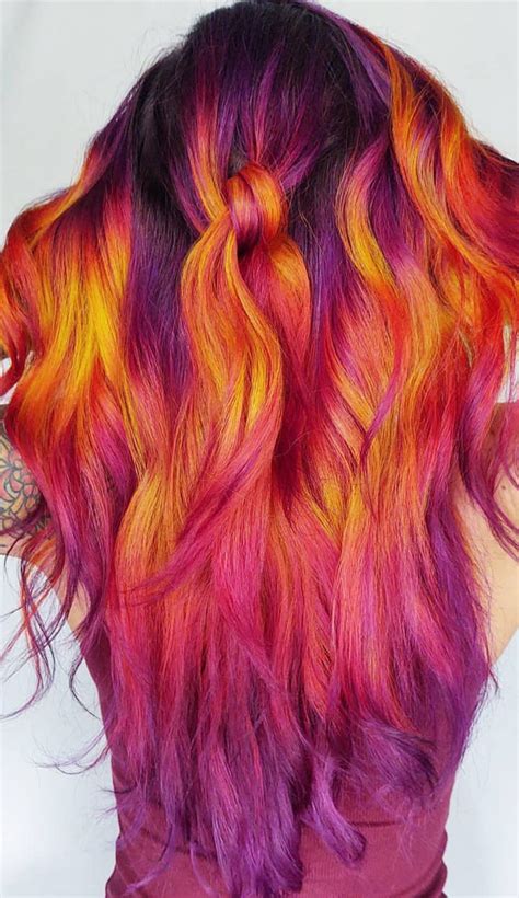 25 Creative Hair Colour Ideas To Inspire You Romantic Meets Fiery Sunset