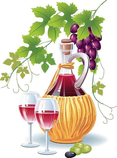 Fresh Grapes With Wine Vector Material Free Download