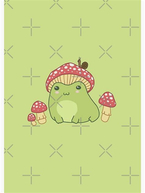 Frog With Mushroom Hat And Snail Cottagecore Aesthetic Forg Spiral