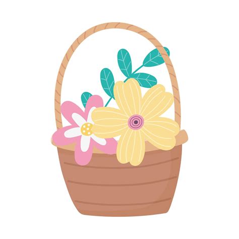 Happy Easter Day Flowers Foliage Leaves In Basket Decoration 1845634