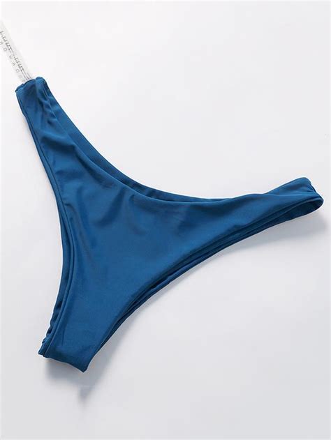 Dull Solid Blue Bikinis Swimwear Rrdeye