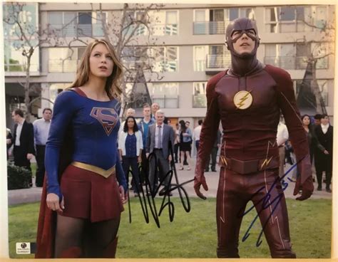 Melissa Benoist Grant Gustin Signed X Supergirl The Flash